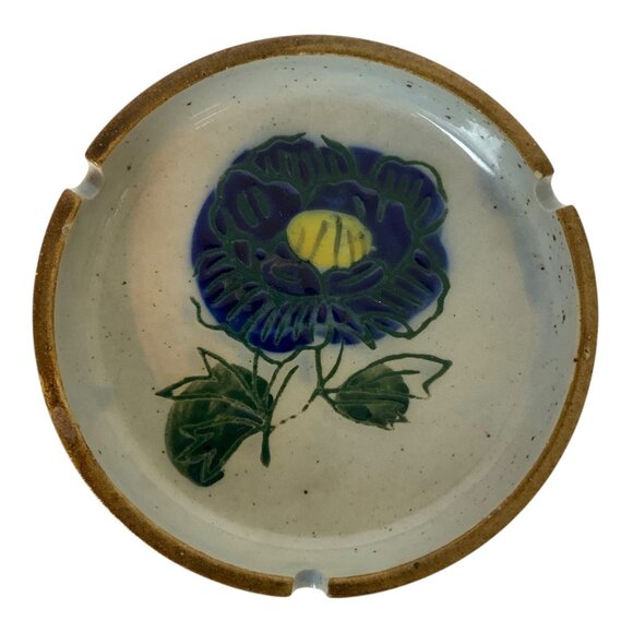 Vintage Otagiri Ceramic Ashtray  Floral Design Speckled Glaze Japan - Picture 3 of 7